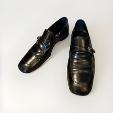 AUTHENTICATED PRADA MENS MONK STRAP LOAFERS BLACK SIZE 8 MADE IN ITALY VGC!