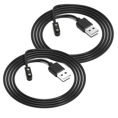 Msvueioe 2 Pin Chargers for Glory Fit Smart Watch 60cm/2ft, Black / 