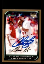 Signed Baseball Card Auto Chris Perez 2008 Bowman #BDP29 Cardinals Gold