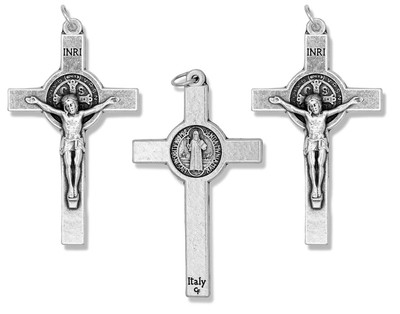 Pack of 3 - St Benedict Crucifix Extra Large Cross for Rosary Making - 2 1/8 ...