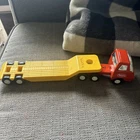 Vintage Tonka 1970's Mini Semi Truck Cab & Lowboy Flatbed Trailer Pressed Steel