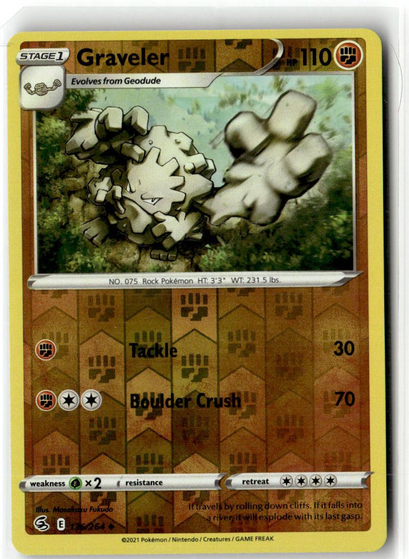 Graveler 136/264 Uncommon Fusion Strike Pokemon Reverse Holo NM/M