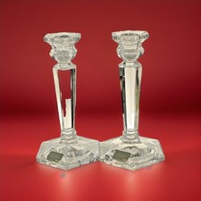 Elegant  Pair Glass Candlesticks Candle Holders 6 1/2" Tall Dinner Table Mantel
