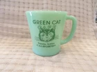 Fire-King Jadite GREEN CAT CAFE Santa Anna Ca Restaurant Advertising Coffee Mug