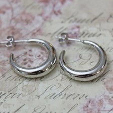 New Small 925 Silver Post Hoop Earrings E39