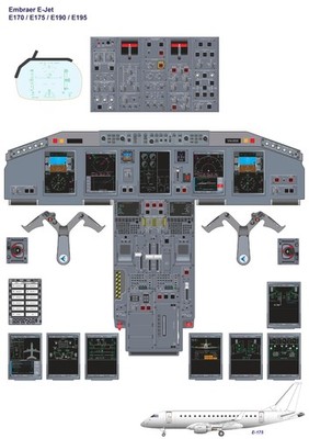 Embraer E-Jet E170 E175 E190 E195 Cockpit Poster 24in x 36in