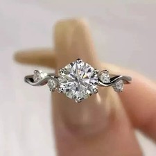 2Ct Round Cut Lab-Created Diamond Women's Engagement Ring 14K White Gold Plated