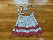 Vtg Handmade Crochet  Apron Grandma Cottage Core farmhouse 1940/50s, with pocket