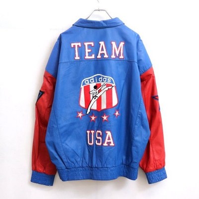 Adidas Vintage Leather Karate Jacket Blue Size XL Used 80s Retro