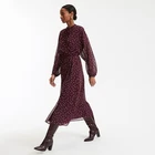 La Redoute Maxi Dress Wrap Polka Dot Burgundy Red Spotty L /  14 - NEW £32