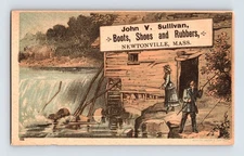 Massachusetts Newtonville Sullivan Boots Shoes 1890s Trade Card 2.5" x 4.5"