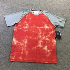 Spyder Rash Guard Shirt Mens Medium Red Gray UPF 30 Quick Dry Swim Surf S427440