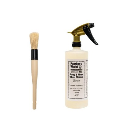 Poorboys World Spray and Rinse Wheel Alloy Rim Cleaner 946ml Free Wheel Brush