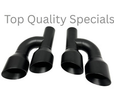 Pair Offset Quad Dual Wall 4 Out 3 In Exhaust Tips Angle Cut Black Stainless Pair Offset Quad Dual Wall 4 Out 3 In Exhaust Tips Angle Cut Black Stainless