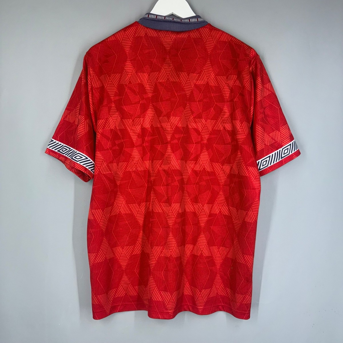 ENGLAND 1990 1992 AWAY SHIRT FOOTBALL SOCCER JERSEY UMBRO MENS RED