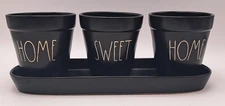 Rae Dunn By Magenta Home Sweet Home 14"x5" Planter Trio Set Black & White HTF
