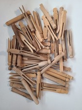 Mixed Lot of 50 Vintage Wooden Clothes Pins  Round Square Wood Clothespin Craft
