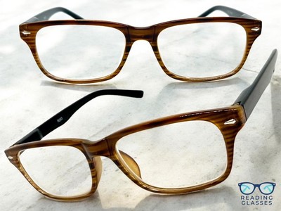 Mens Classic Elegant Vintage Retro READING EYE GLASSES READERS Brown Frame +2.00
