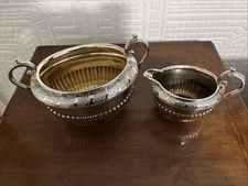 Beautiful Antique Antique Atkinson Brothers Silver Plated Milk Jug & Sugar Bowl 