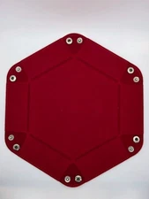 Red and Black Dice Tray Hexagon Folding Leather and Velvet Dice Tray