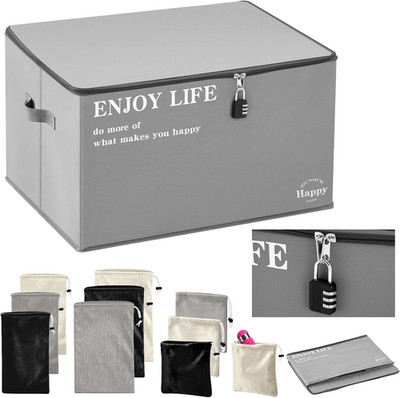 Discreet Lockable Storage Organizer for Adult Toys with 9 Drawstring Bags