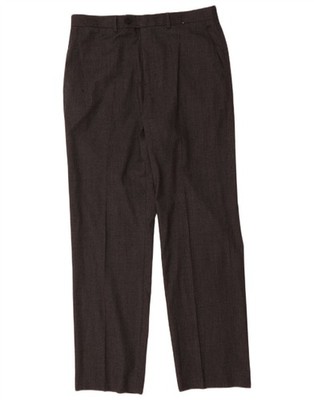 Marks & Spencer Mens Straight Suit Trousers W34 L32 Grey Wool AV05
