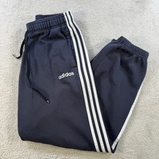 Adidas Joggers Mens Medium Navy Fleece Drawstring Pocket Gym Active Sweatpants