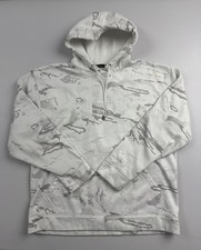 Under Armour Hoodie Sweatshirt Mens Large White Fleece Big Logo Kangaroo Pocket