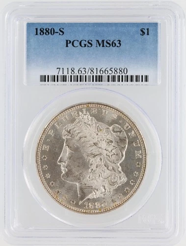 1880-S Morgan Silver Dollar PCGS MS63 S$1 San Francisco Minted No Reserve