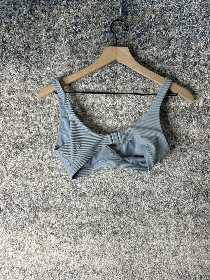 Lululemon Sports Bra Womens Blue Ribbed Longline Yoga Athletic Scoop Neck - Image 4 of 4