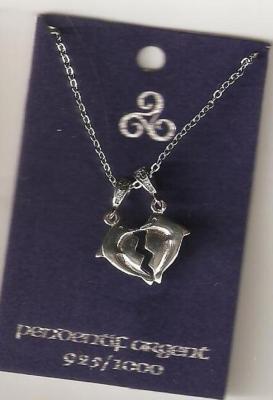 Pendentif.Dauphin Cœur Pour Amoureux à Partager.Argent.925