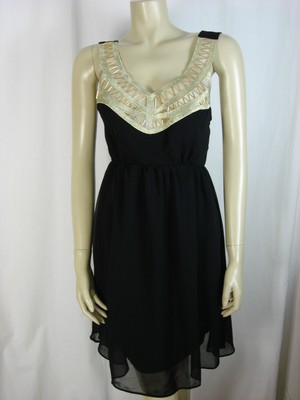 embellished neck chiffon dress