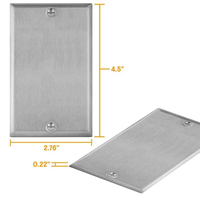 Brushed Stainless Steel Blank Outlet Cover / No Device Wall Plate 430