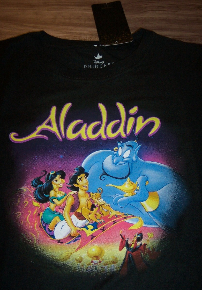 WOMEN'S TEEN Walt Disney ALADDIN Jasmine Genie Abu T-shirt SMALL