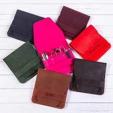 Leather Manicure Nails Tool Set Case Travel Grooming Kit Storage