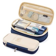 Big Capacity Pencil Pen Case Office College School Large Storage High Blue