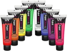 UV (Blacklight) Face Paint and UV Body Paint 12ml - 8pk