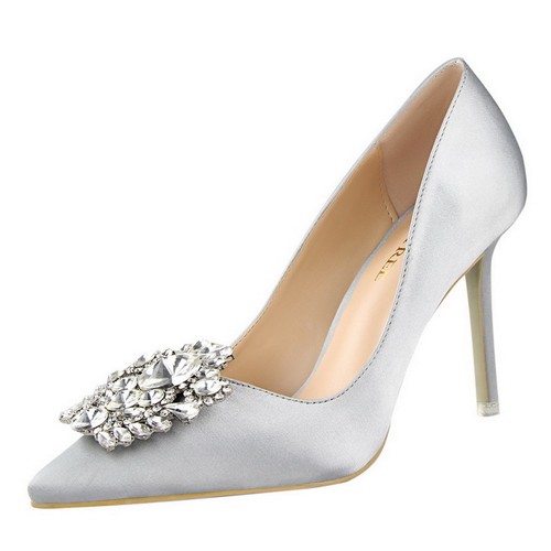 Scarpe da sposa decolte donna verdi raso punta strass tacco nuove - Foto 58 di 59