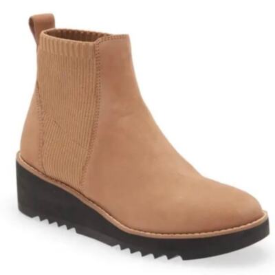 Eileen Fisher Lilou Wedge Chelsea Boot in Wheat Suede Women's Size 6.5 NWOB
