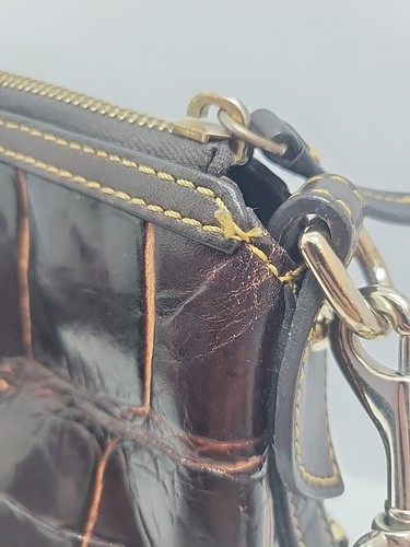 Dooney & Bourke Dillen Croc Embossed Leather Double Satchel Handbag - Picture 9 of 24