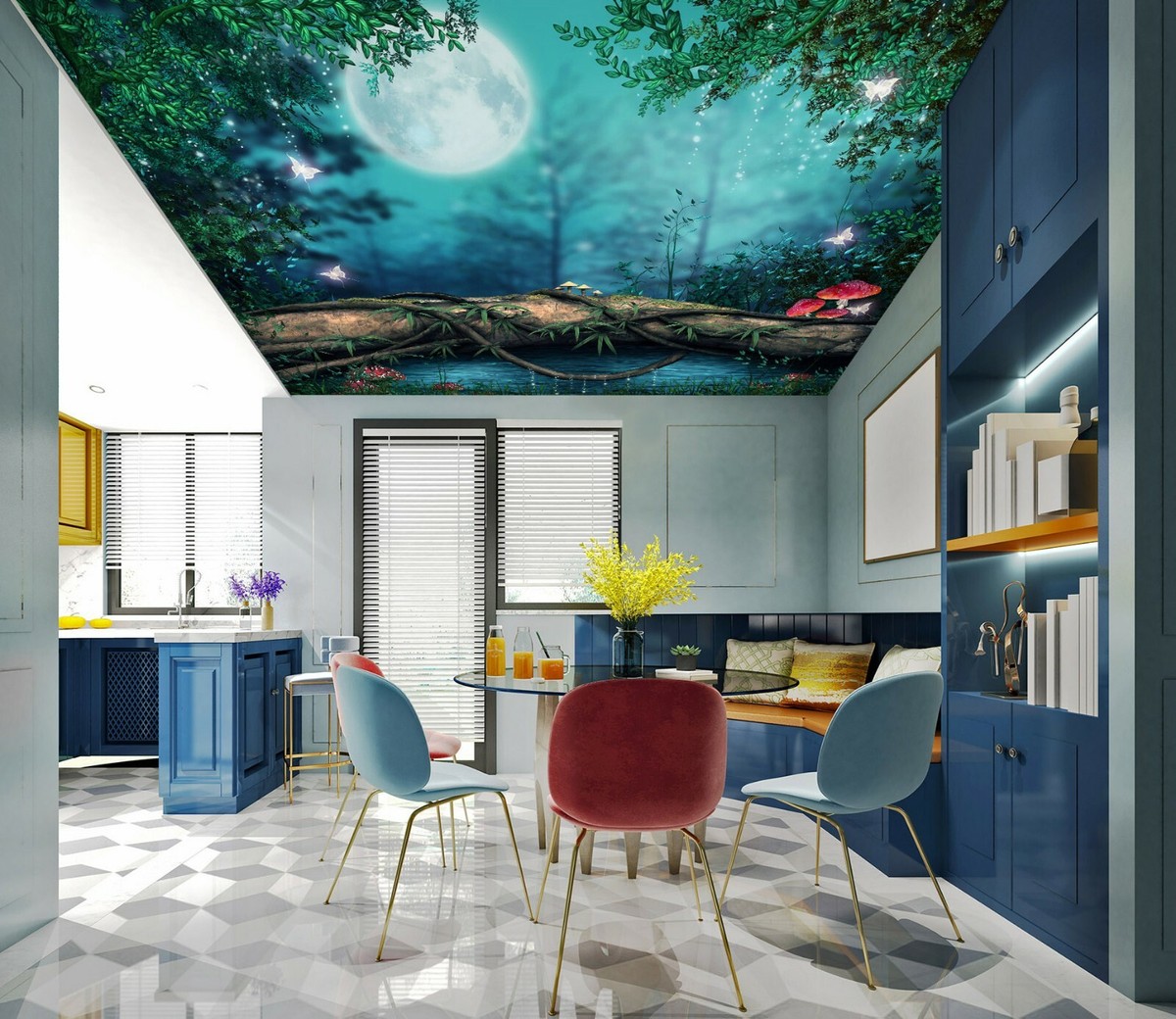 Coppice par Graham & Brown - Bleu - Papier peint : Wallpaper Direct