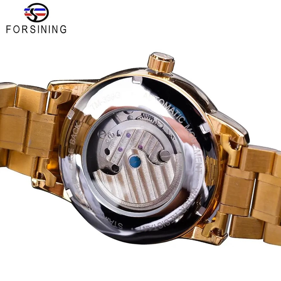 Reloj automático de cuerda automática para hombre de acero inoxidable fase lunar tourbillon mecánico Foto 4 de 4