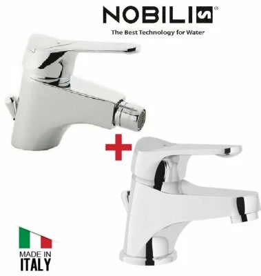 COPPIA MISCELATORI NOBILI LAVABO BIDET RUBINETTI SERIE ITALIA CON PILETTA 11860/