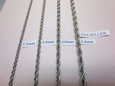 16"-30" 2.5/3/4/5mm STAINLESS STEEL SILVER/ GOLD ROPE CHAIN NECKLACE USA SELLER