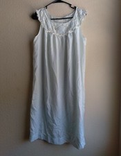 Vintage Celeste Barbizon Satin de Lys Mint Nightgown with Lace/Floral Detail
