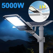 Outdoor Commercial 5000W LED Solar Street Light IP67 Dusk-to-Dawn Road Lamp+Pole