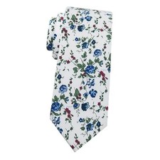Men's Skinny Tie, Cotton Floral Ties for Men Wedding A Frech Blue Floral