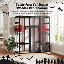 Gothic Large Cat Catio Wood Enclosure Platforms Condos Patio Weatherproof Cat