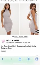 pretty little thing Grey Slinky Ruched High Neck Stretch Dress