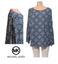 NWT $88 Michael Kors Cold Shoulder Peek-a-Boo Split Sleeve Basic Blouse Size XL